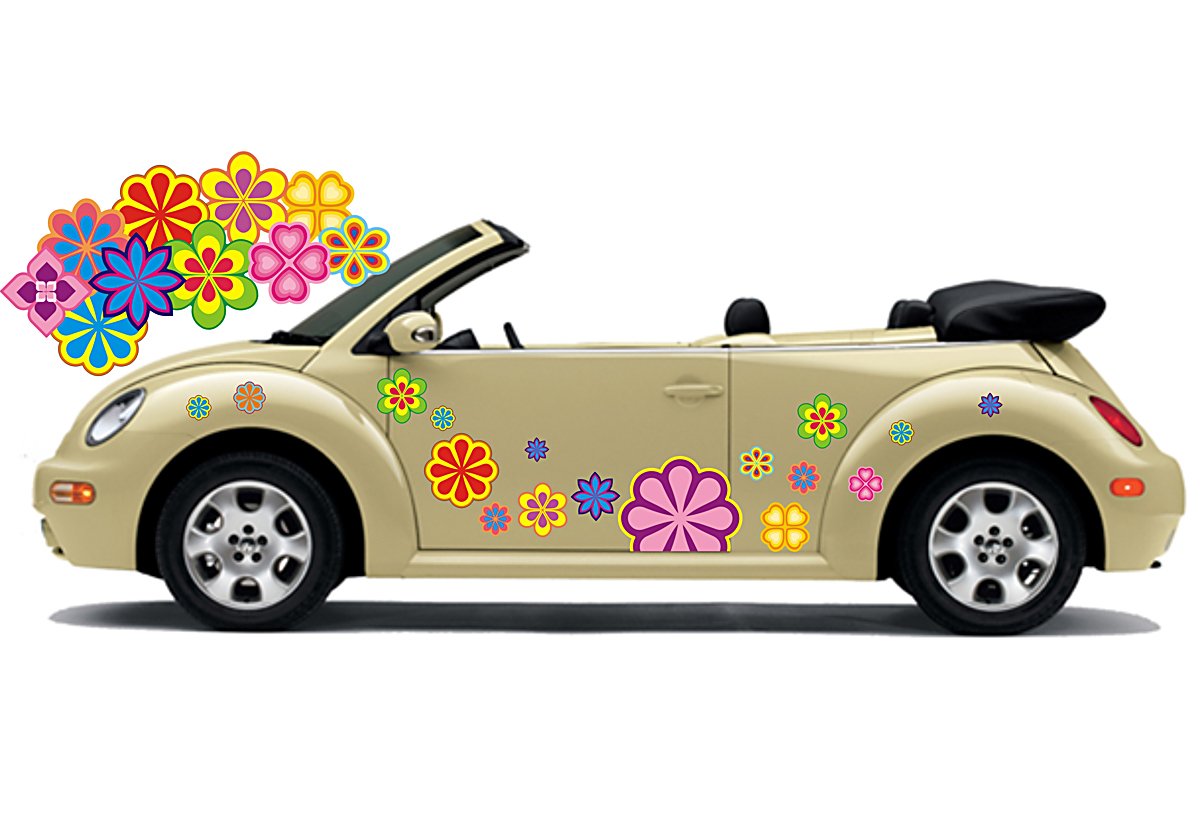 Hippie Blumen Aufkleber, Autoaufkleber Hippie 024 - bunt gemischt (16)