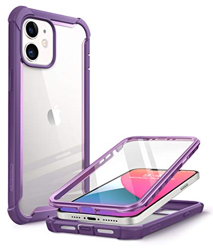 i-Blason Transparent Hülle für iPhone 12 Mini (5.4") Case Bumper Handyhülle 360 Grad Schutzhülle Cover [Ares] mit Displayschutz 2020 Ausgabe, Lila