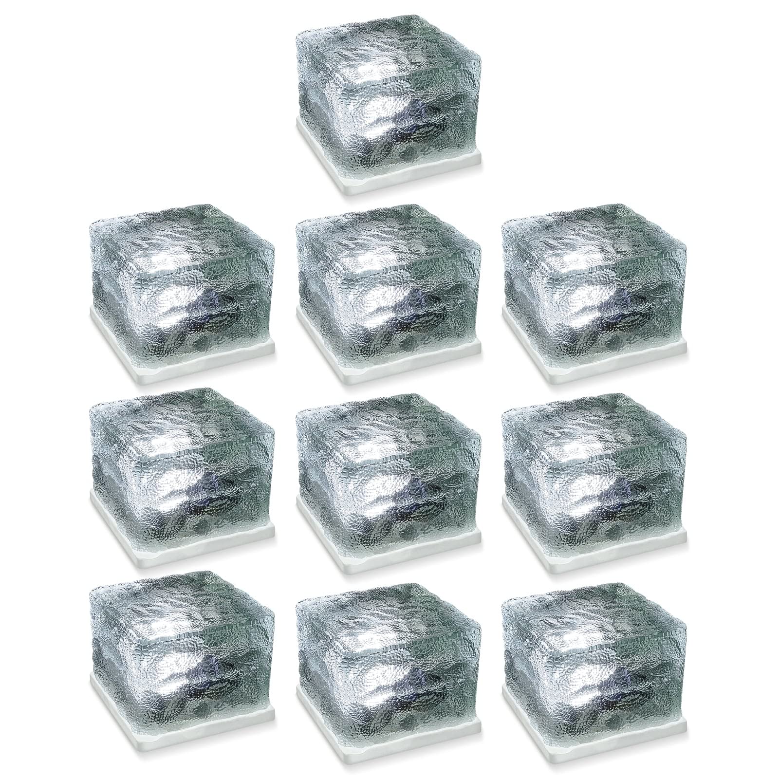Eaxus® 10er Set LED Solar Leuchte "Solar Cube" - Eiswürfel als Wohnzimmer-Deko & Gartendeko