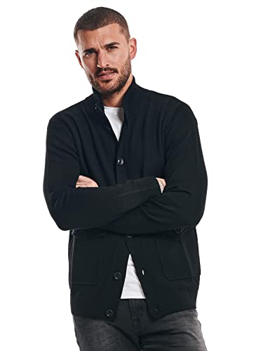 emilio adani Herren Herren Strickjacke aus Merino-Wolle, 32457, 32457, Schwarz in Größe XL