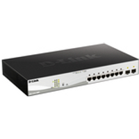 D-Link Web Smart DGS-1210-10MP - Switch - L2+ - Smart - 8 x 10/100/1000 (PoE+) + 2 x Gigabit SFP - Desktop - PoE+ (130 W) (DGS-1210-10MP)