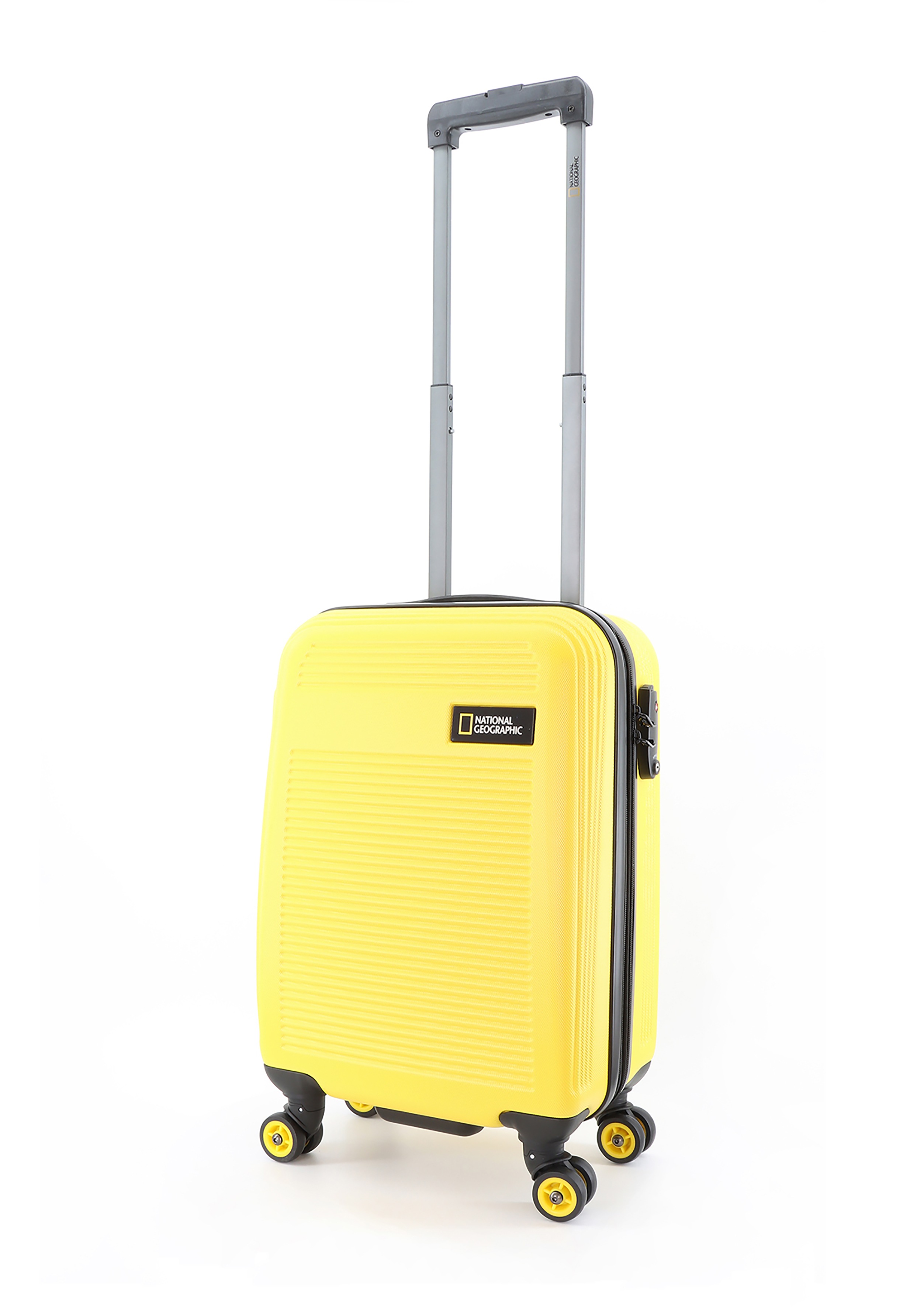 National Geographic Spinner Koffer, 4 Doppelrollen, Zahlenschloss Zoll Gr. S, M, L, dreier Set, Aerodrome Trolley (Yellow, S 54 cm)