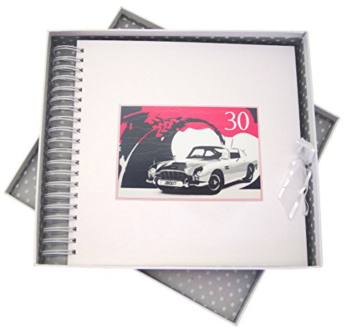 WHITE COTTON CARDS 30. Geburtstag, Karte & Speicher Buch, Classic Car, weiß