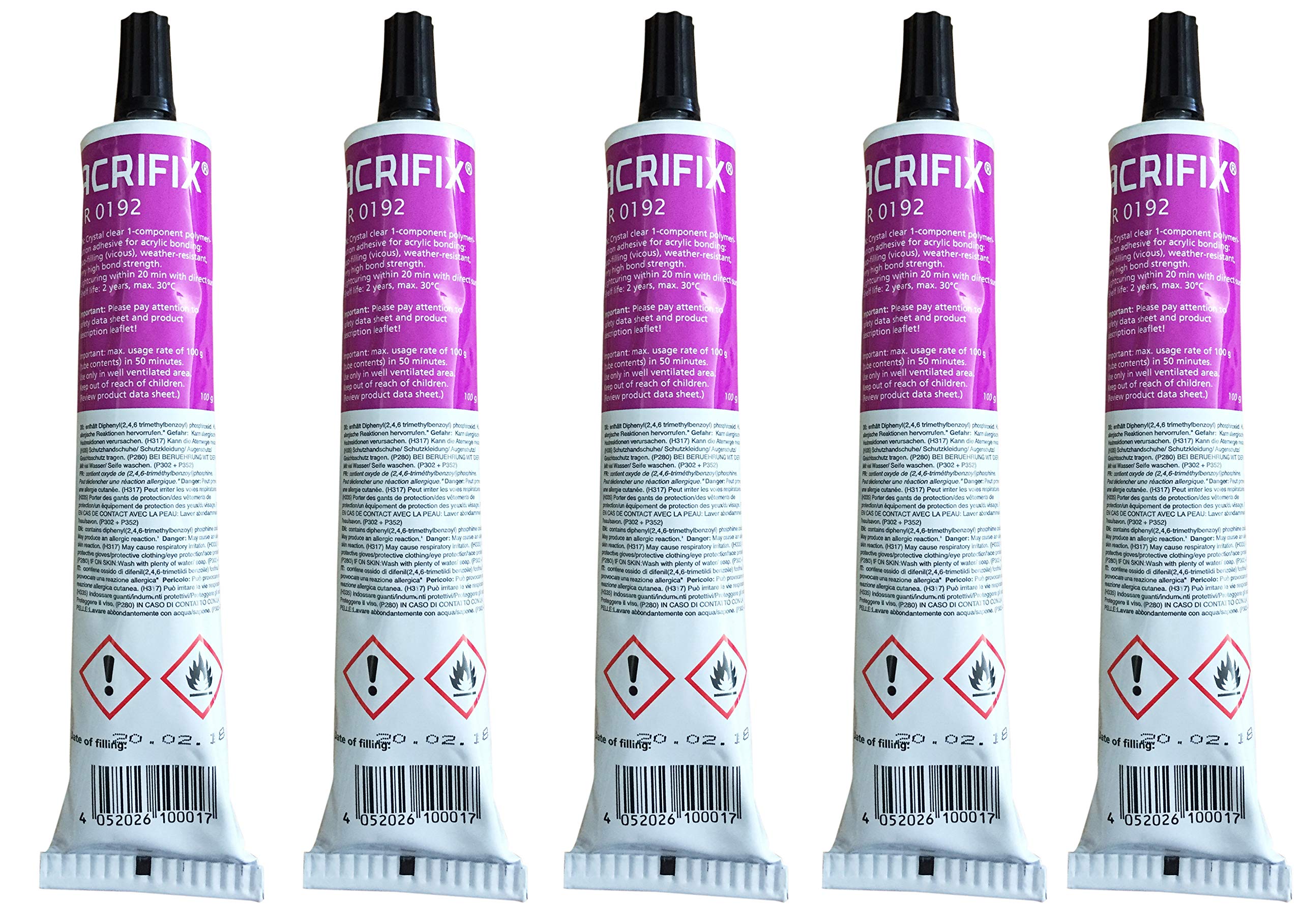 ACRIFIX® 1R0192 5er Set 1- Komponenten Klebstoff farblos viskos und fugenfüllend