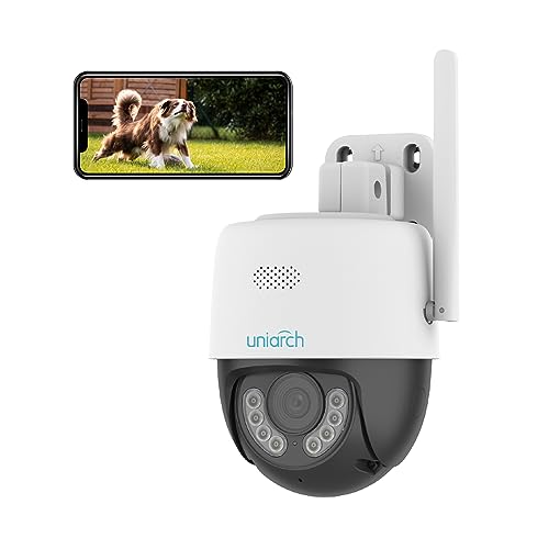 Uniarch 2K Überwachungskamera Aussen, PTZ WLAN Kamera Outdoor, WiFi IP Kamera überwachung außen mit Automatische Verfolgung, 30m Nachtsicht in Farbe, 2-Wege Audio, IP66
