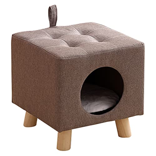 Katzenhöhle Quadratischer Katzenhocker mit Massivholzbeinen, Mehrzweckhaus für Haustiere/Katzenunterschlupf, Kätzchennest als Fußhocker/Fußstütze, Leicht zu Bewegen (Style : Style 4)