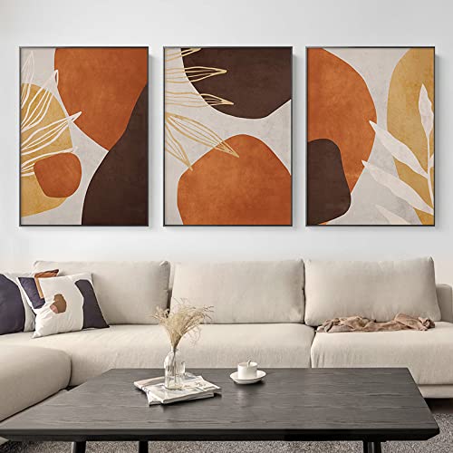 Moderne Leinwandbild Abstraktes Braun Orange Poster und Kunstdrucke Minimalistische Wand Bilder Bilder Für Wohnzimmer Schlafzimmer Wohnkultur 40x60cmx3 Ungerahmt