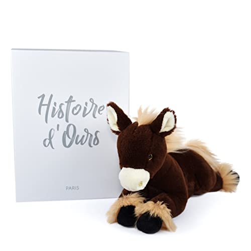 Histoire d'ours - Plüschtier Pferd liegend – Braun – 35 cm – A la Campagne – HO3148
