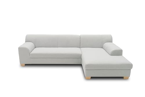 DOMO. collection Ecksofa, Sofa in L-Form, Eckcouch, Couch Ecke, Silber, 273 x 157 cm