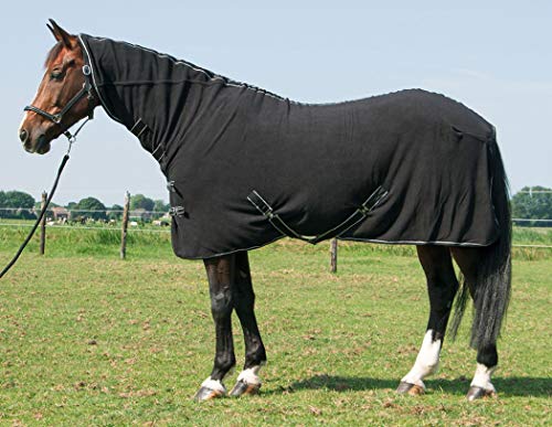 Amesbichler Reitsport Harry`s Horse Fleecedecke Deluxe mit Halsteil schwarz 155 cm Pferde Fleecedecke mit Halsteil Pferde Abschwitzdecke mit Halsteil