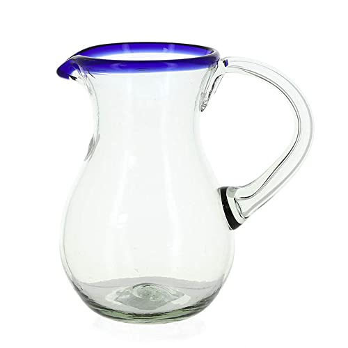 mitienda mit Liebe gemacht Karaffe Bola klein aus mundgeblasenem Glas, Vase aus recyceltem Glas, Glaskrug, Servieren
