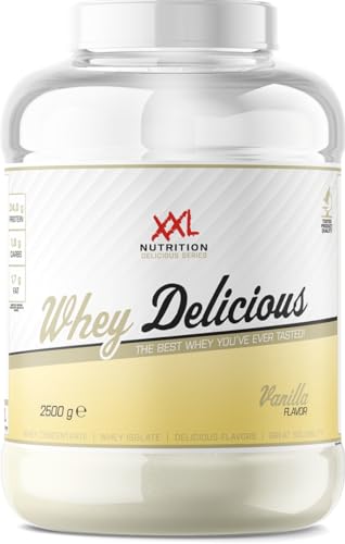 XXL Nutrition - Whey Delicious Protein Pulver - Leckerste Shake - Eiweiss Pulver, Whey Protein Isolat & Konzentrat - Hohe Qualität - 78,5% Proteingehalt - Süße Vanille - 2500 Gramm