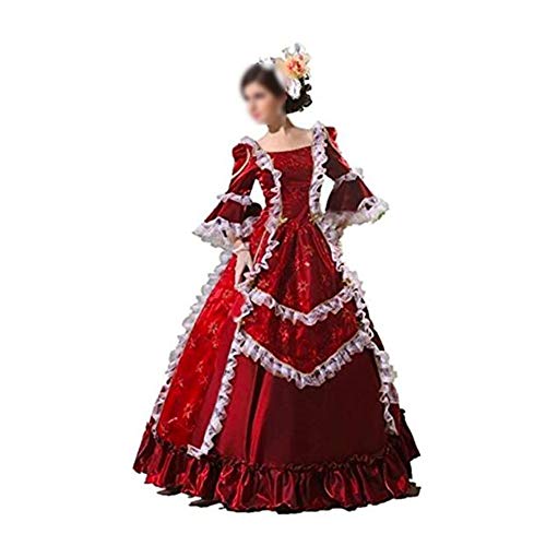 Zhenwo Women's Victorian Rococo Dress Inspiration Maiden Costume Cosplay Dress,Rot,XXL