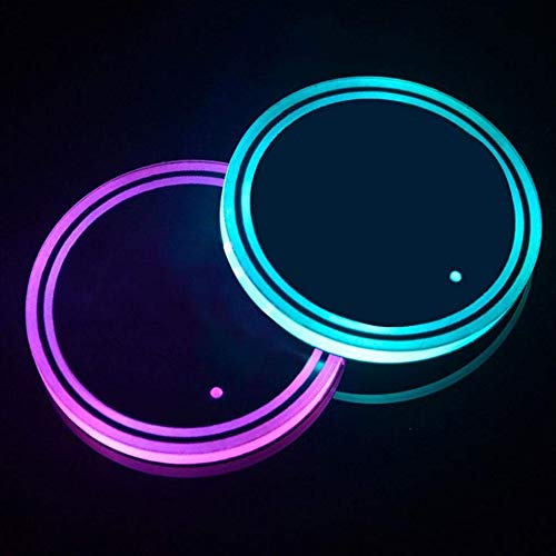 LED-Becherhalter-Lichter, 2 LED-Auto-Untersetzer mit 7 Farben, leuchtendes Licht-Tassenpad, USB-Lade-Tassenmatte für Getränke-Untersetzer, Zubehör, Innendekoration, Stimmungslicht.