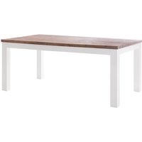 MÖBEL IDEAL Esstisch Lyron - B180 x T100 x H78 cm - Tisch im Landhausstil I Küchentisch aus Massivholz in Weiß & Braun lackiert