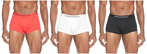 Emporio Armani Underwear Herren 111610CC722 Retroshorts, Mehrfarbig (BIANCO/ROSSO/NERO 23410), Medium (3er Pack)