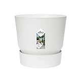elho Greenville Rund 47 - Blumentopf für Innen und Außen - Selbstbewässerungstopf - 100% Recyceltem Plastik - Ø 47.0 x H 44.0 cm - Weiß/Weiss