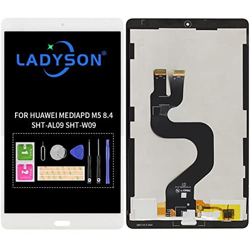LADYSON Für Huawei MediaPad M5 8.4 Bildschirm Ersatz, für Huawei M5 SHT-AL09 SHT-W09 8.4 Zoll LCD Display Touchscreen Digitizer Tablet PC Panel Sensor Vollglas Montage mit Klebeband + Werkzeug (weiß)