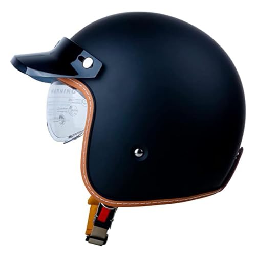 Vintage Deutsche Motorrad Halbhelme Für Herren Und Damen DOT/ECE-Zertifizierung Braincap Jethelm Halbschalenhelm Roller-Helm Mit Sonnenblende Moped Scooter Offenem Helm 4,M:57-58CM