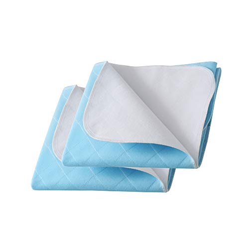 Beedsooth 2er Set Atmungsaktive wasserdichte Saugvlies Matratzenauflage Inkontinenzauflage, Weichheit Waschbare Unterlage für Kinder oder Erwachsene - 70x90cm, Blau
