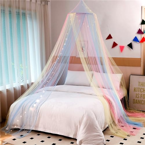 EXQUILEG Moskitonetz Bett für Einzelbett und Kinderbett -Insektensicher, Keine Hautreizung, Geeignet für Indoor Outdoor Reise travel, Einfache Anbringung - Farbig