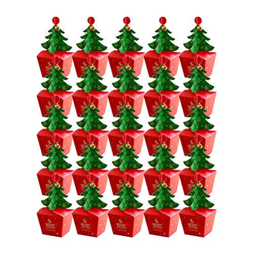 Toyvian 25pcs Cute Christmas Gift Fruit Candy Box For Wedding Christmas Festival Party Bags Gift Box Tree Design