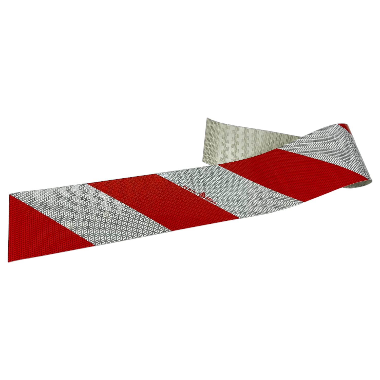 UvV Kfz-Warnmarkierung, Weiss/rot, 141 mm breit, 1 Meter, DIN30710 StVO Sonderrechten (Baustellenfahrzeuge) (Rechtsweisend)