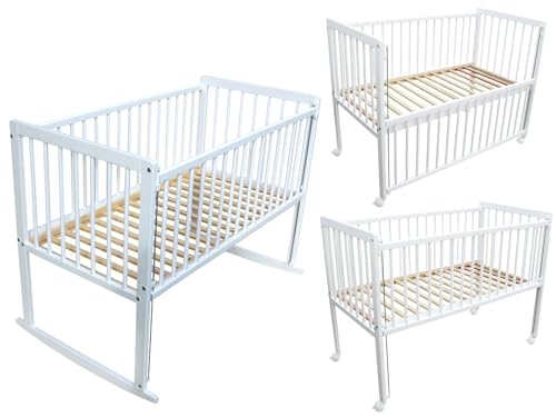 Micoland Kinderbett/Beistellbett/Wiege 3in1 120x60cm weiß