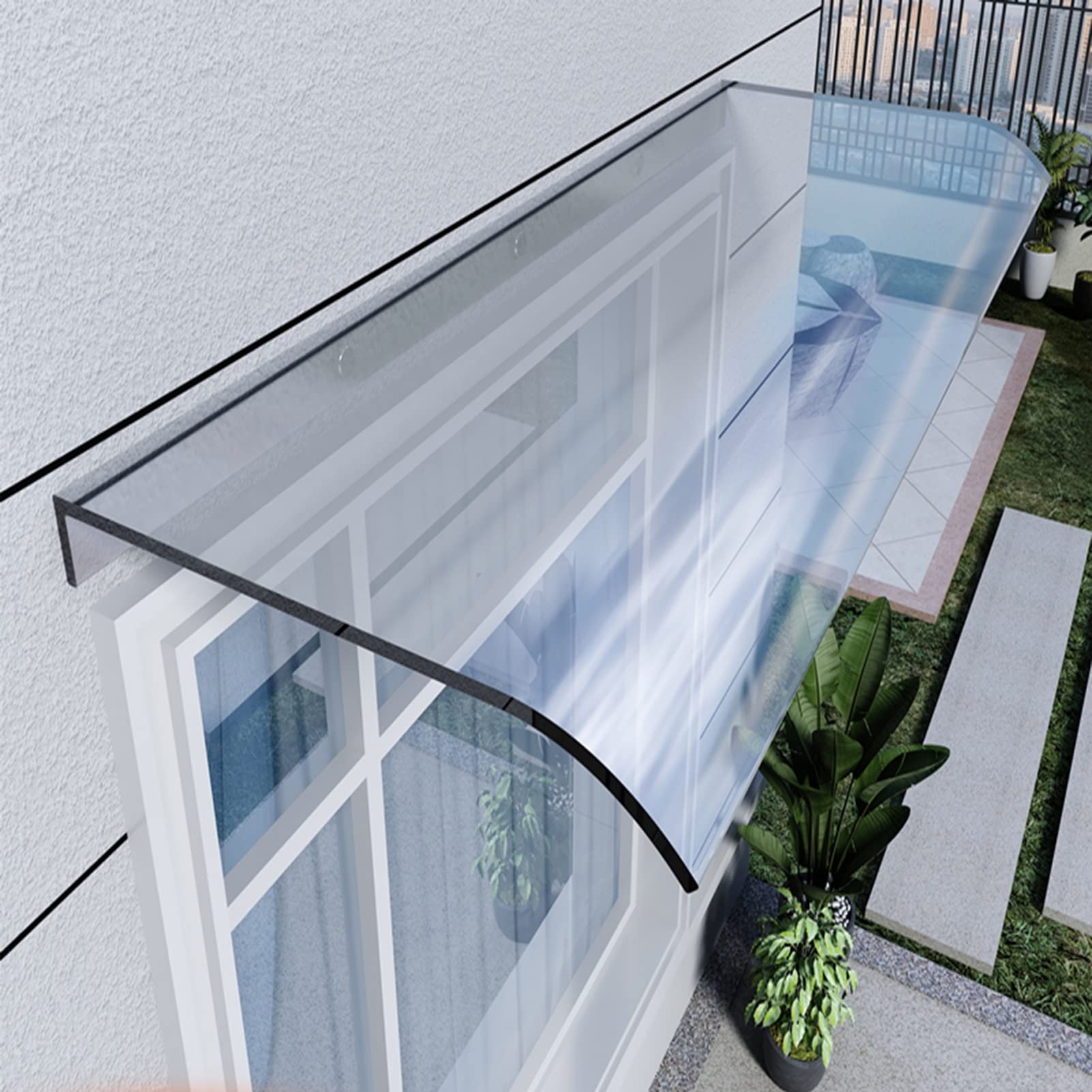 Outdoor -Markise 40x120 cm Vordertür -Baldachin, Polycarbonatfenster Regenschutzabdeckung für Hintertür, Veranda, Fenster (Farbe: Klar, Größe: 40x120 cm/15.75x47.24in)