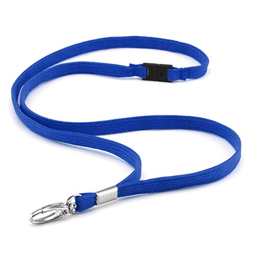 CKB LTD Premium Lanyards Umhängeband mit Breakaway und Drehgelenk Metall Clip für Ausweishalter Lanyard Einfarbig, blau, Pack Von 50