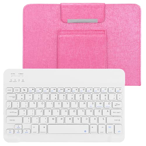 -Tastatur, tragbare wasserdichte Tastatur Multifunktional Universal mit PU-Ledertasche für für für Tablet für Handy(10-Zoll-Tastatur + Lederhülle rosarot)
