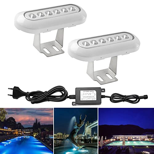 2er Set LED Unterwasserbeleuchtung 12V IP68 Wasserdicht 800LM 12W Unterwasserleuchte Light für Boote Aquarium Brunnen oder Teich Dekoration Kaltes Weiß