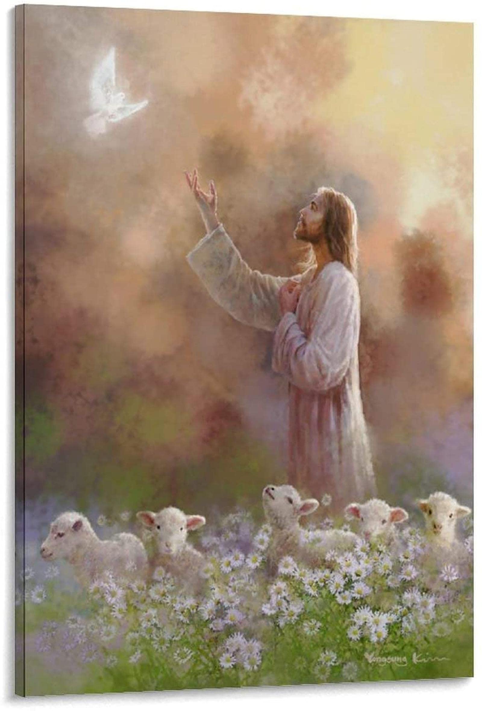 SXXRZA Grafik für Zuhause 40x60cm Kein Rahmen Jesus Christus Weiße Taube Friedensfürst Coole Plakatkunstdrucke Kunstwerke Poster Geschenk Schlafzimmer Wohnkultur