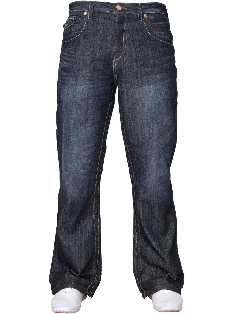 APT Herren einfach blau Bootcut weites Bein ausgestellt Works Freizeit Jeans Große Größen in 3 Farben erhältlich - Dunkle Waschung, 38W x 30L