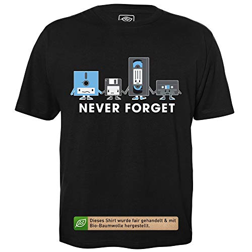 Never Forget - Herren T-Shirt für Geeks mit Spruch Motiv aus Bio-Baumwolle Kurzarm Rundhals Ausschnitt, Größe 4XL