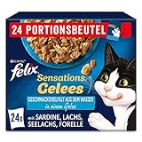 FELIX Sensations Gelees Katzenfutter nass in Gelee, Fisch Sorten-Mix, 4er Pack (4 x 24 Beutel à 85g)