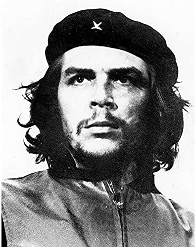 LLYSJ Wandbild 70 x 90 cm, rahmenloses Schwarz-Weiß-Porträt von Che Guevara, gedruckt auf Leinwand. Wohnzimmer-Leinwand-Wand-Kunst-Bild