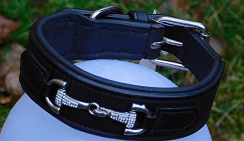 Tysons Breeches Bit Lederhalsband Leder Halsband Gebiss Schwarz S M L Pferde Hundehalsband (S)