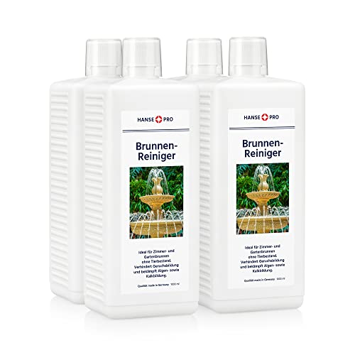 Hanse Pro Brunnen-Reiniger, 4 x 1000 ml I Wasser-Pflege I Reinigung I hält Wasser frisch und klar I verhindert Algen, Bakterien und Kalk