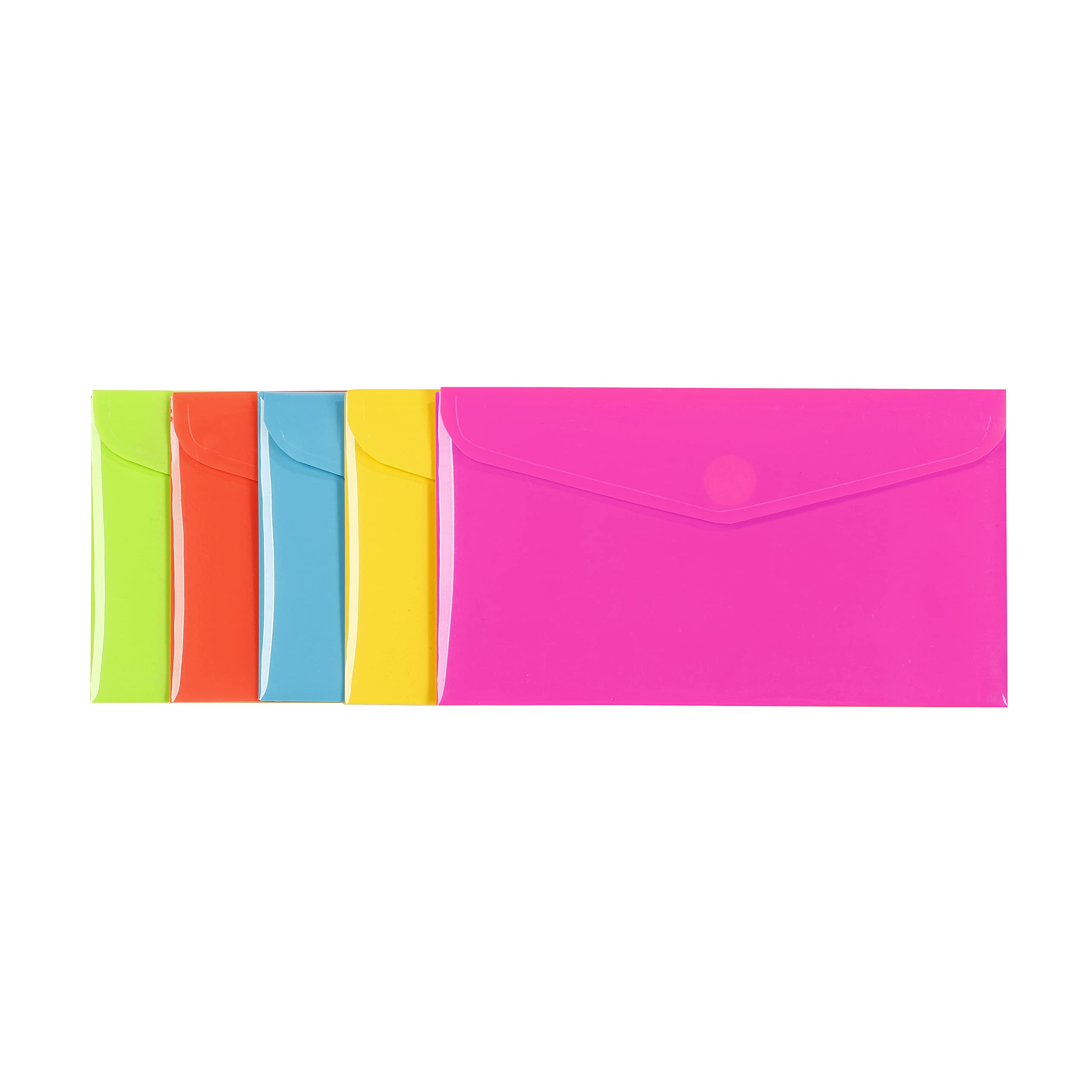 Viquel - Packung mit 25 kleinen Briefumschlägen 22 x 12,5 cm mit Klettverschluss - Doppeltasche aus Kunststoff - 5 Farben sortiert