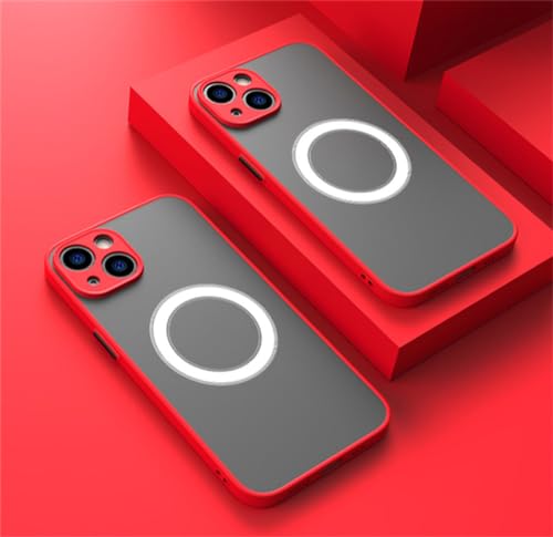 NOBAA Luxuriöse magnetische kabellose Lade-Telefonhülle für iPhone 15, 14, 13, 12, 11 Pro Max Mini 14Plus X XS, stoßfeste Panzerabdeckung, rot, für iPhone 12 Pro