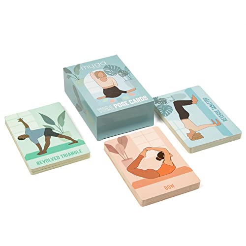Myga Yoga-Pose-Karten – 70 Übungskarten für Yoga, Fitness und Ganzkörpertraining – Lernkarten zur Verbesserung der Gesundheit und Flexibilität – ideal für Zuhause, Fitnessstudio und Reisen