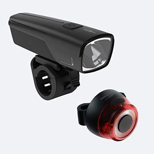 ANSMANN Fahrradlicht-Set StVZO zugelassen mit 5 Watt OSRAM LED inklusive Rücklicht, autom. Abblendlicht 200 m Leuchtweite 50 Lux 180 Lumen IPX5 Akku bis zu 9 Stunden Leuchtdauer aufladbar über USB