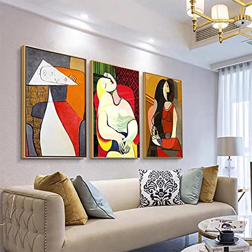 Berühmte Picasso Leinwand Malerei Abstrakte Moderne Poster und Drucke Dekoration Wandkunst Bild für Wohnzimmer Design 60x85cm (24x34in) x3 Innenrahmen