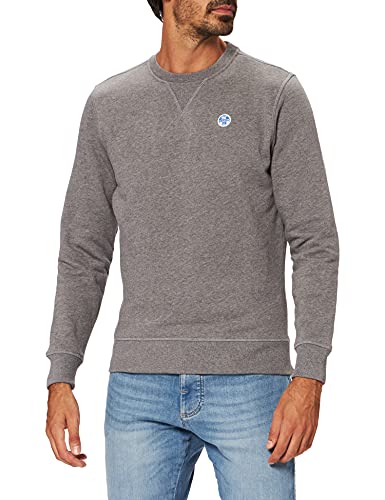 NORTH SAILS Herren Round Neck W/Logo Sweatshirt, Medium Grey Melange, XXL
