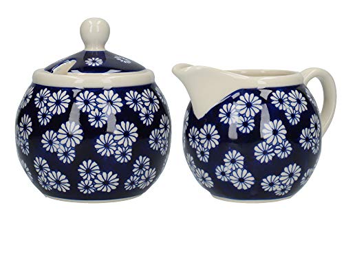 London Pottery JY18LT49 Milchkännchen und Zuckerdose Set mit kleinen Gänseblümchen, Steingut