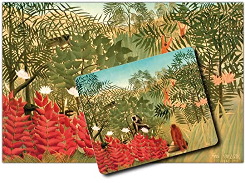 1art1 Henri Rousseau, Tropischer Wald Mit Affen, 1910 1 Kunstdruck Bild (120x80 cm) + 1 Mauspad (23x19 cm) Geschenkset