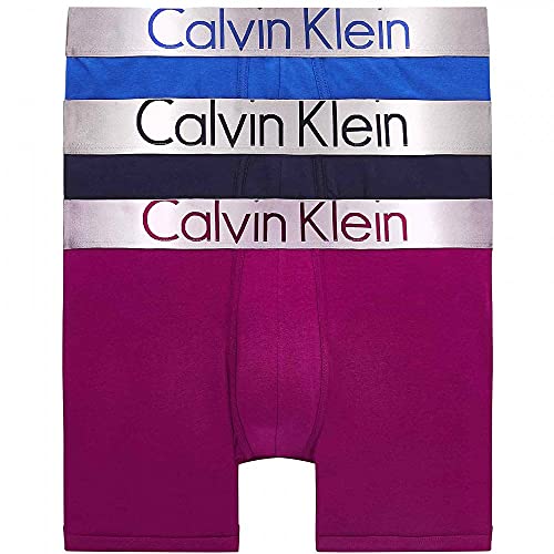 Calvin Klein Herren Boxer Brief 3PK Retroshorts, Lost Blue/Inez Blue/Deep Magenta, XL