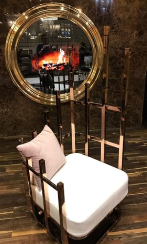 Casa Padrino Luxus Designer Sessel rechte Seite mit Kissen Weiß/Grau/Gold 68 x 68 x H. 153 cm - Wohnzimmer Möbel - Hotel Möbel - Luxus Möbel
