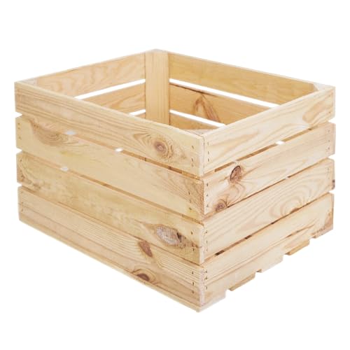 LAUBLUST Sehr Große Vintage Holzkiste - 50x40x30cm, Natur, Neu, Unbenutzt | Möbel-Kiste | Wein-Kiste | Obst-Kiste | Apfel-Kiste | Deko-Kiste aus Holz